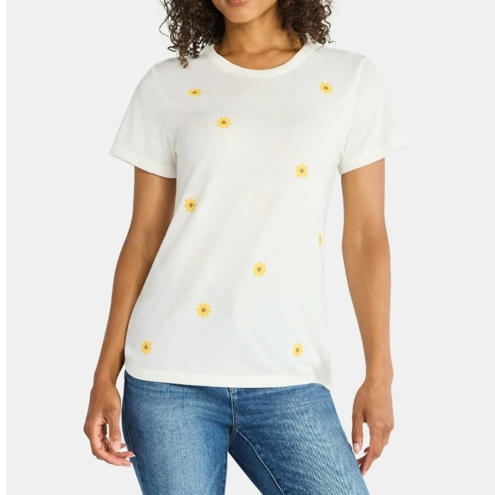 Positive Tees. Cream Tee with Sunflowers. Size XXXL. NWT.
